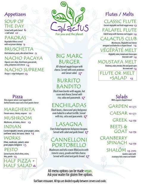 Calactus menu  Moncton Tourism Moncton Hotels Moncton Bed and Breakfast Moncton Vacation Rentals Flights to Moncton Calactus Restaurant; Things to Do in MonctonCalactus Restaurant: Delicious vegetarian fare - See 785 traveler reviews, 132 candid photos, and great deals for Moncton, Canada, at Tripadvisor